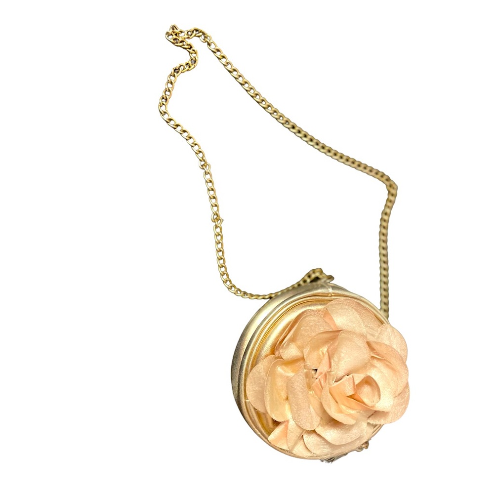 Circle crossbody gold purse with rose